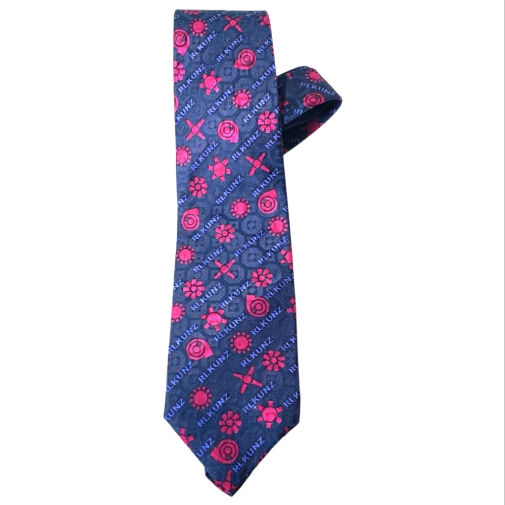 Vintage Tancho RL Kunz Mens Silk Tie Sewn In USA Academia Tech Profesional OS